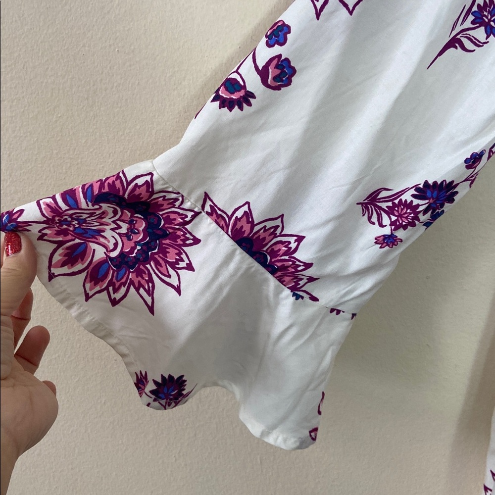 New Old Navy Floral off the Shoulder Shift Dress Women's Large White Purple Boho - Picture 4 of 8